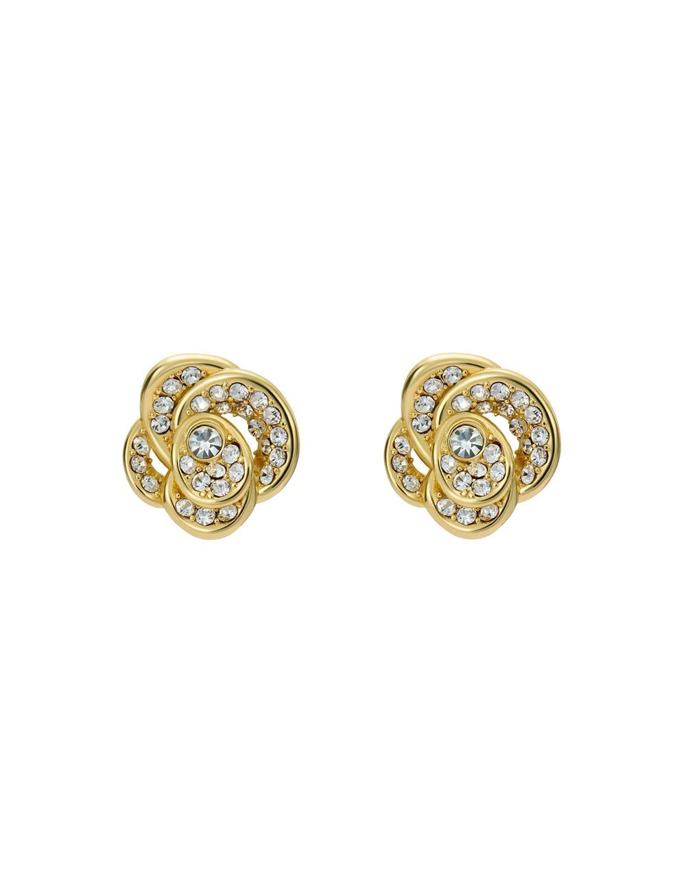 Ted Baker FLORINE - Crystal Flower Stud Women Earrings Gold | UAE  58402-FESX