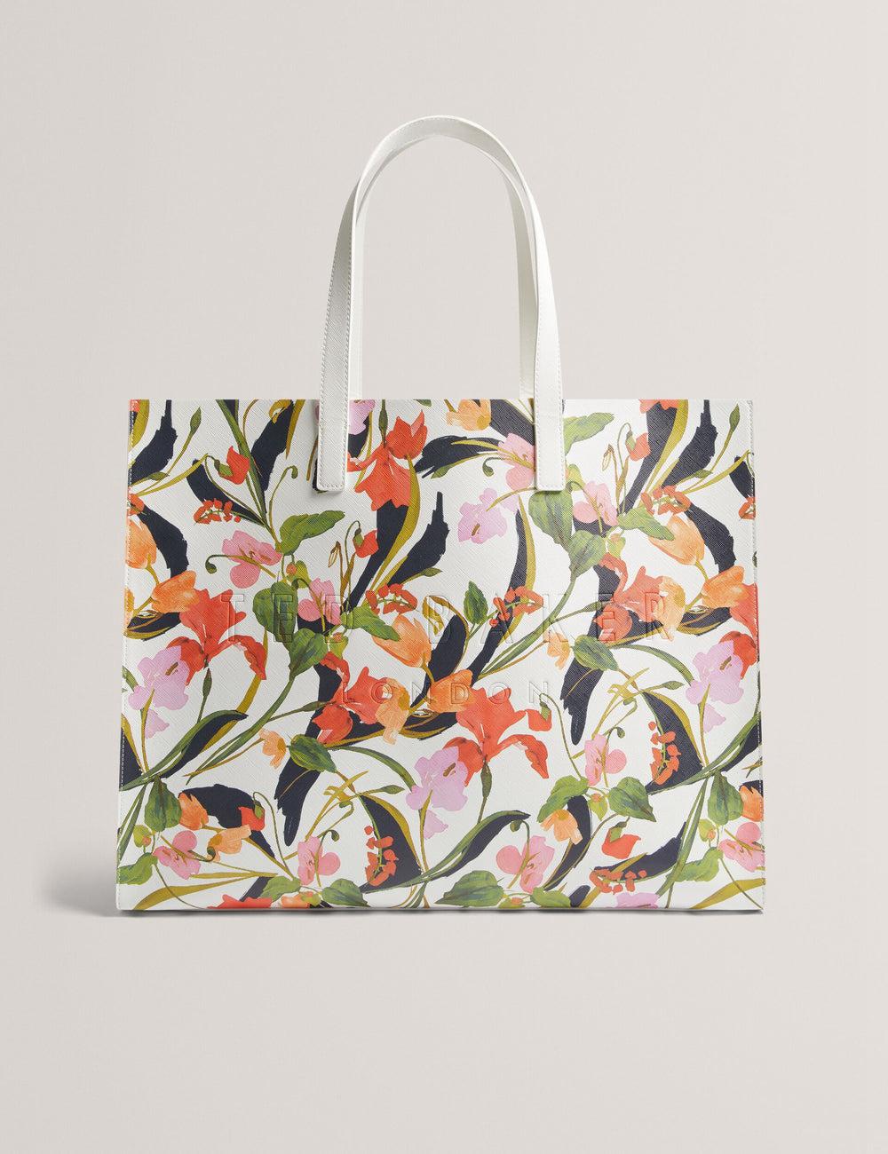 Ted Baker FLORISH - Floral Print PU Leather Wide Women Tote Bags Cream | UAE  75340-IEQZ
