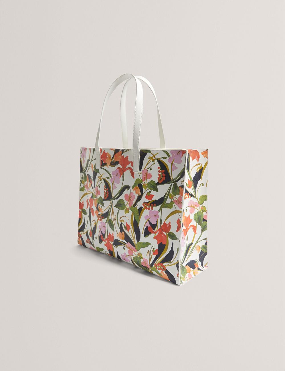 Ted Baker FLORISH - Floral Print PU Leather Wide Women Tote Bags Cream | UAE  75340-IEQZ
