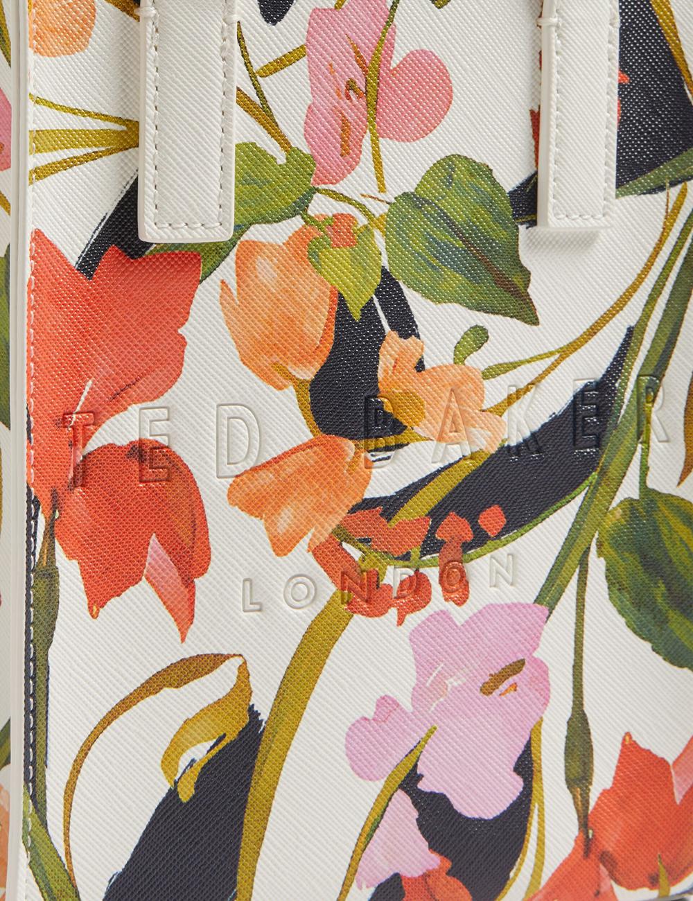 Ted Baker FLOWEIA - Floral Faux Leather Mini Women Tote Bags Cream | UAE  25407-ABGW