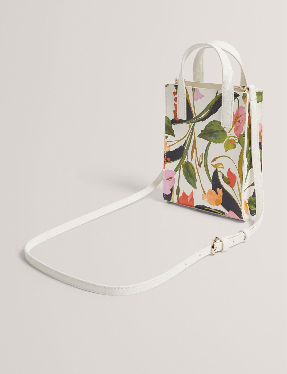 Ted Baker FLOWEIA - Floral Faux Leather Mini Women Tote Bags Cream | UAE  25407-ABGW
