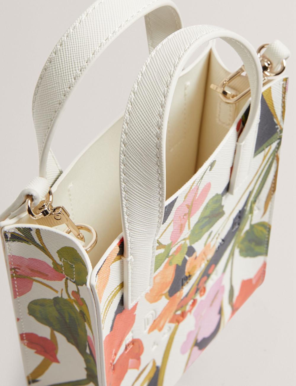 Ted Baker FLOWEIA - Floral Faux Leather Mini Women Tote Bags Cream | UAE  25407-ABGW