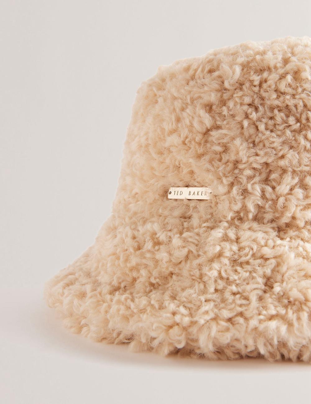 Ted Baker FLUFFYI - Faux Shearling Wide Brim Women Bucket Hats Natural | UAE  19648-KMVW