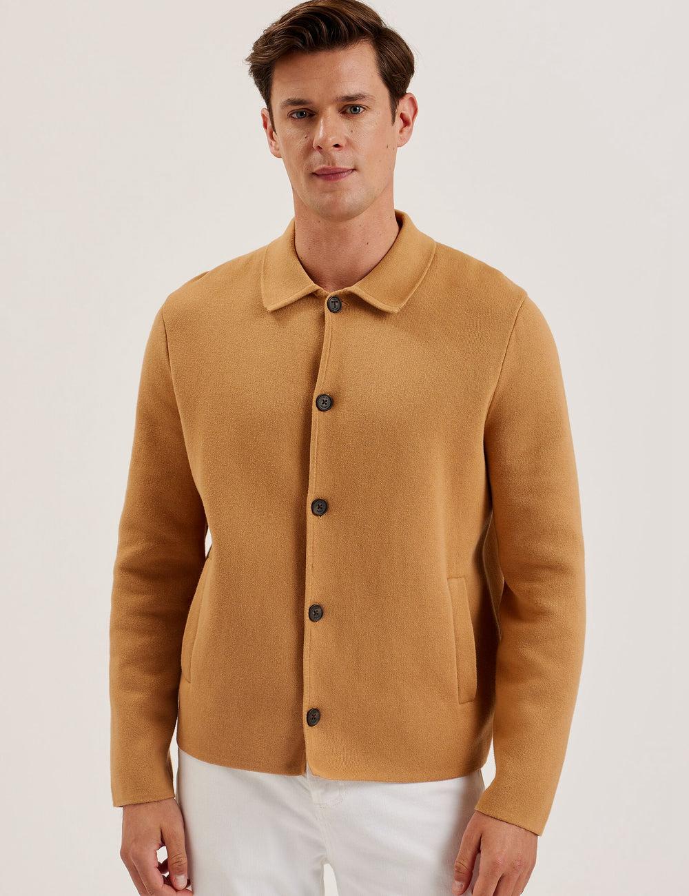 Ted Baker FREDER - Knitted Cotton Blend Men Overshirts Brown | UAE  62941-PILM