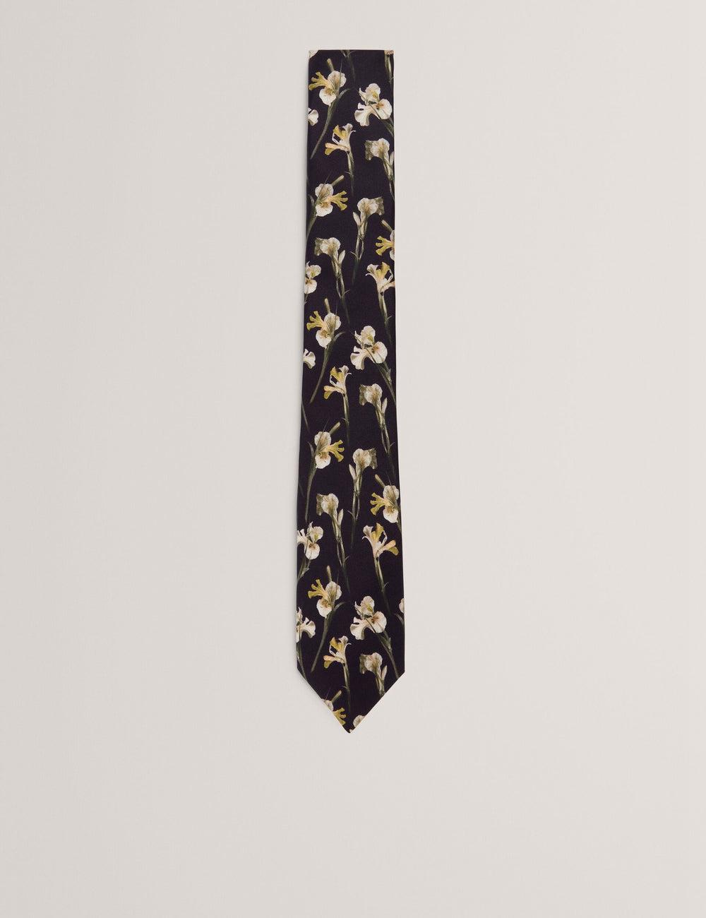 Ted Baker FRINTON - Orchid Floral Print Silk Men Ties Black | UAE  17398-WGYK