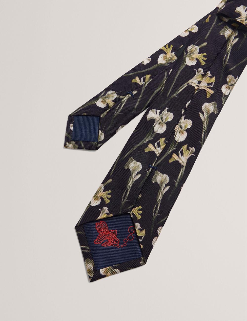 Ted Baker FRINTON - Orchid Floral Print Silk Men Ties Black | UAE  17398-WGYK