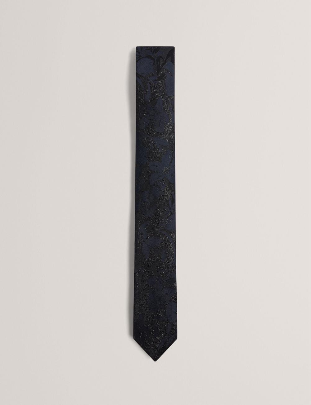 Ted Baker Floral Print Silk Men Ties Navy | UAE  64981-MPQR