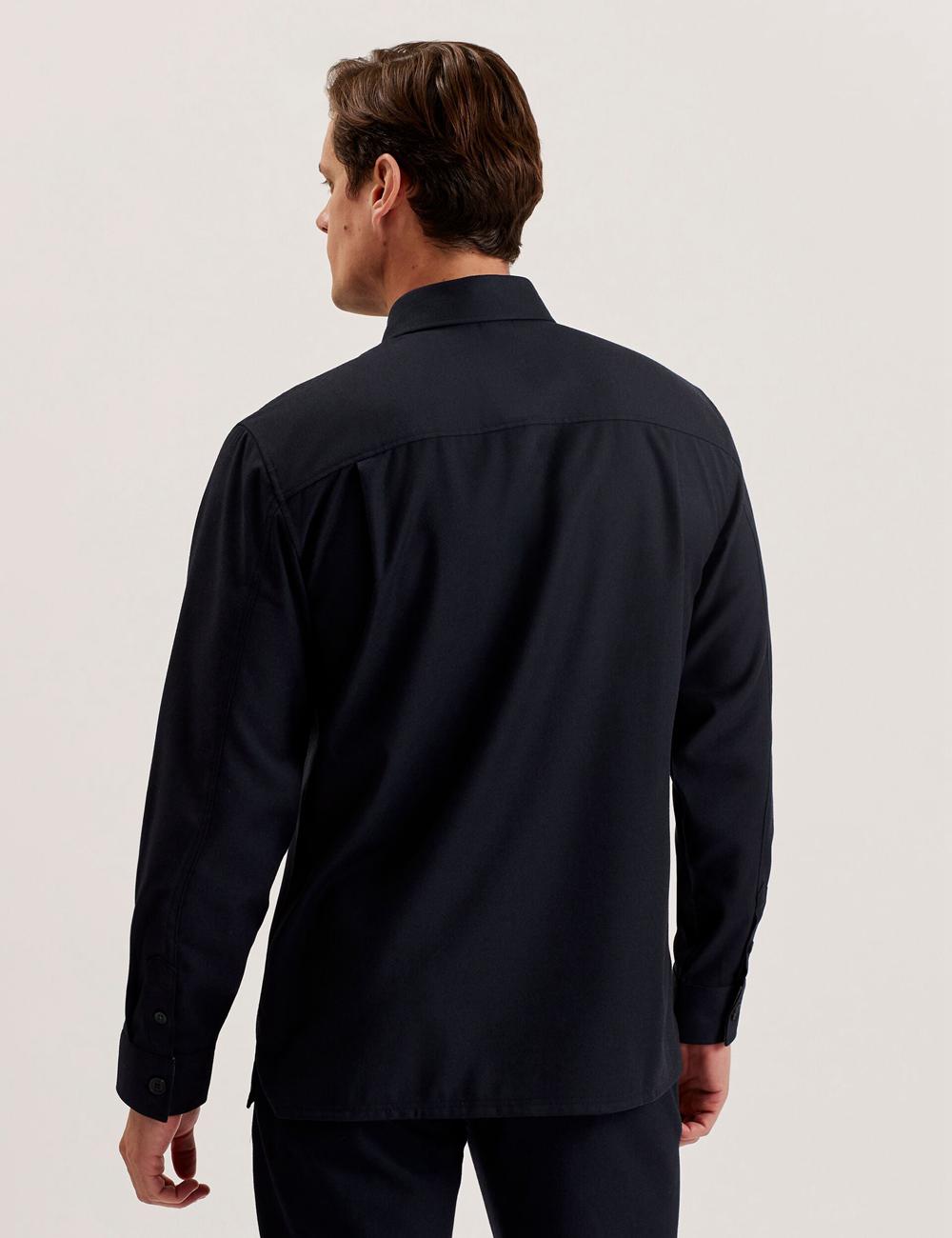 Ted Baker GAIUS - Wool Blend With Pocket Detail Men Casual Shirts Navy | UAE  74516-EQWT