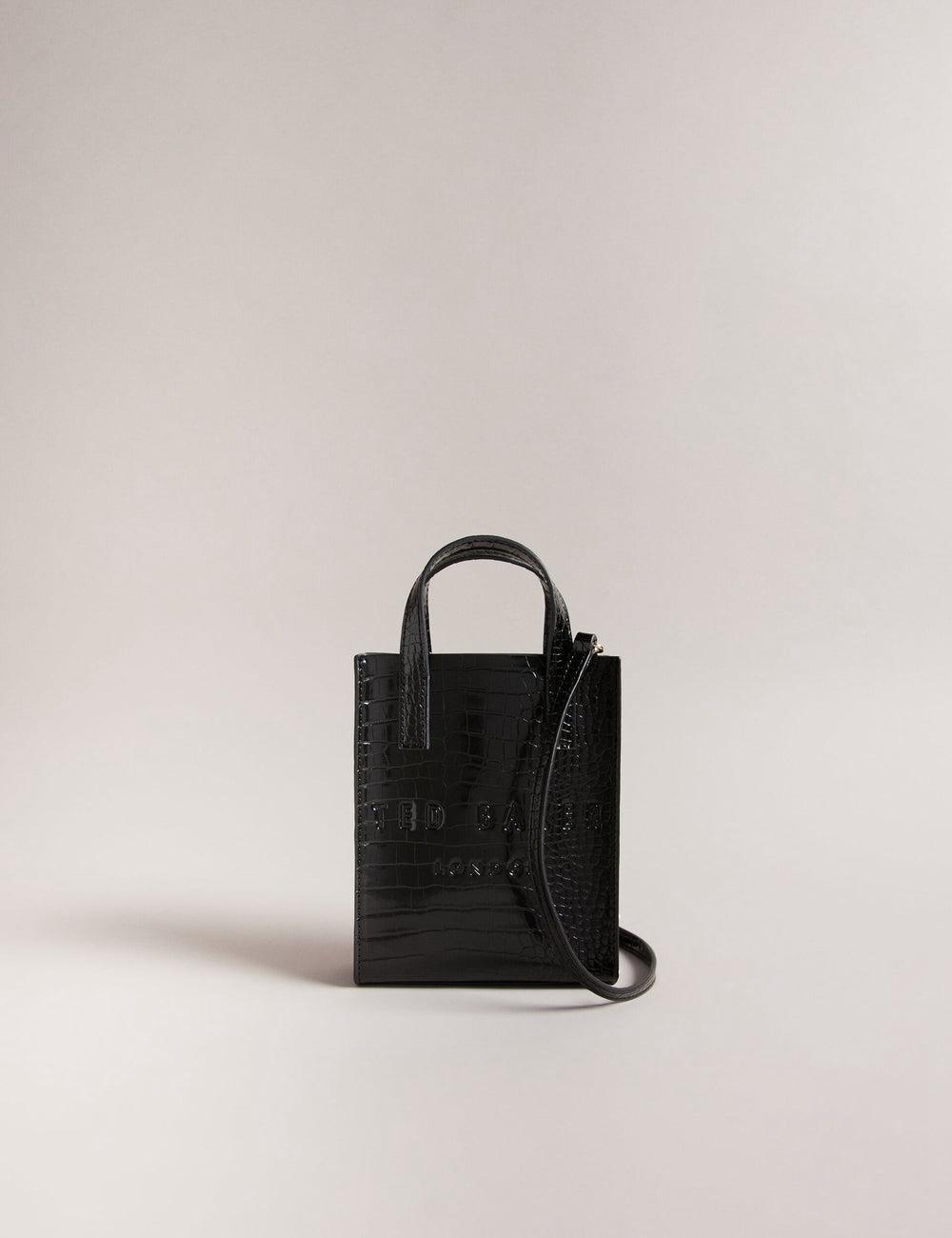 Ted Baker GATOCON - Mini Croc Effect Icon Women Tote Bags Black | UAE  36287-NSWV
