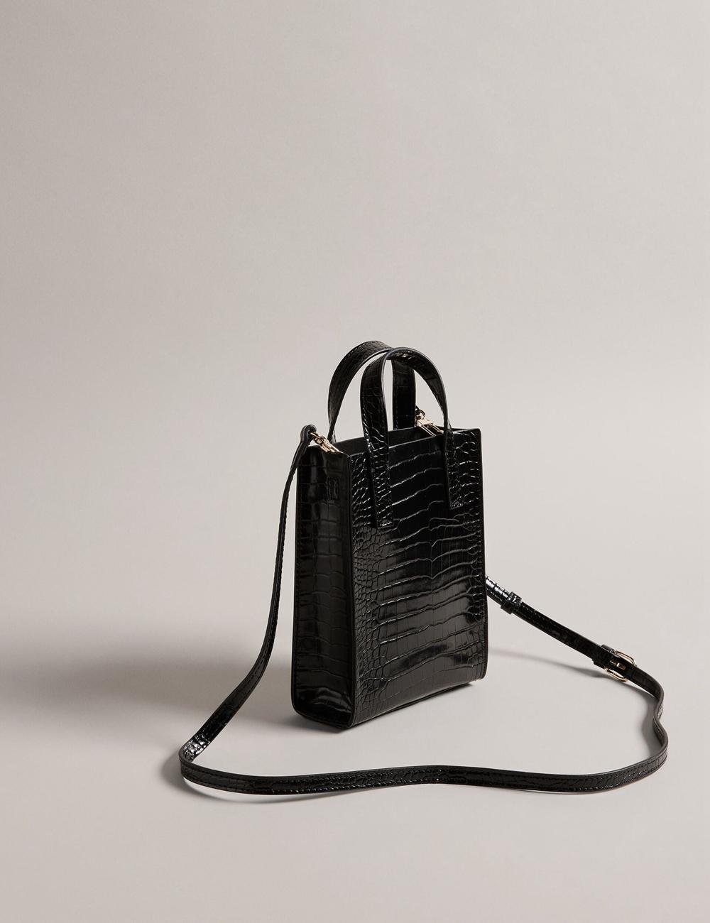 Ted Baker GATOCON - Mini Croc Effect Icon Women Tote Bags Black | UAE  36287-NSWV