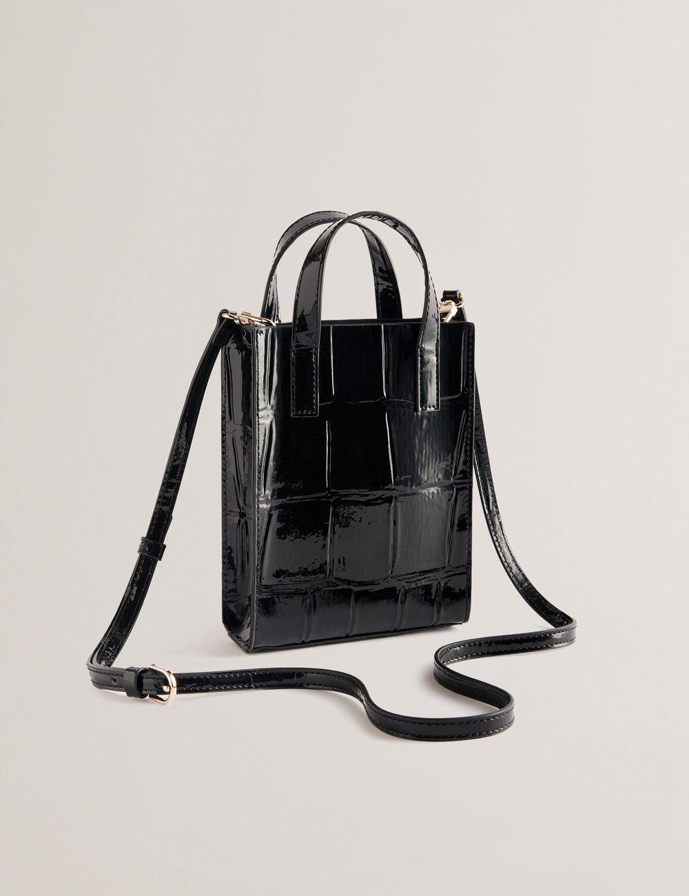 Ted Baker GATOCON - Mini Croc Effect Patent Women Tote Bags Black | UAE  96038-HNWT