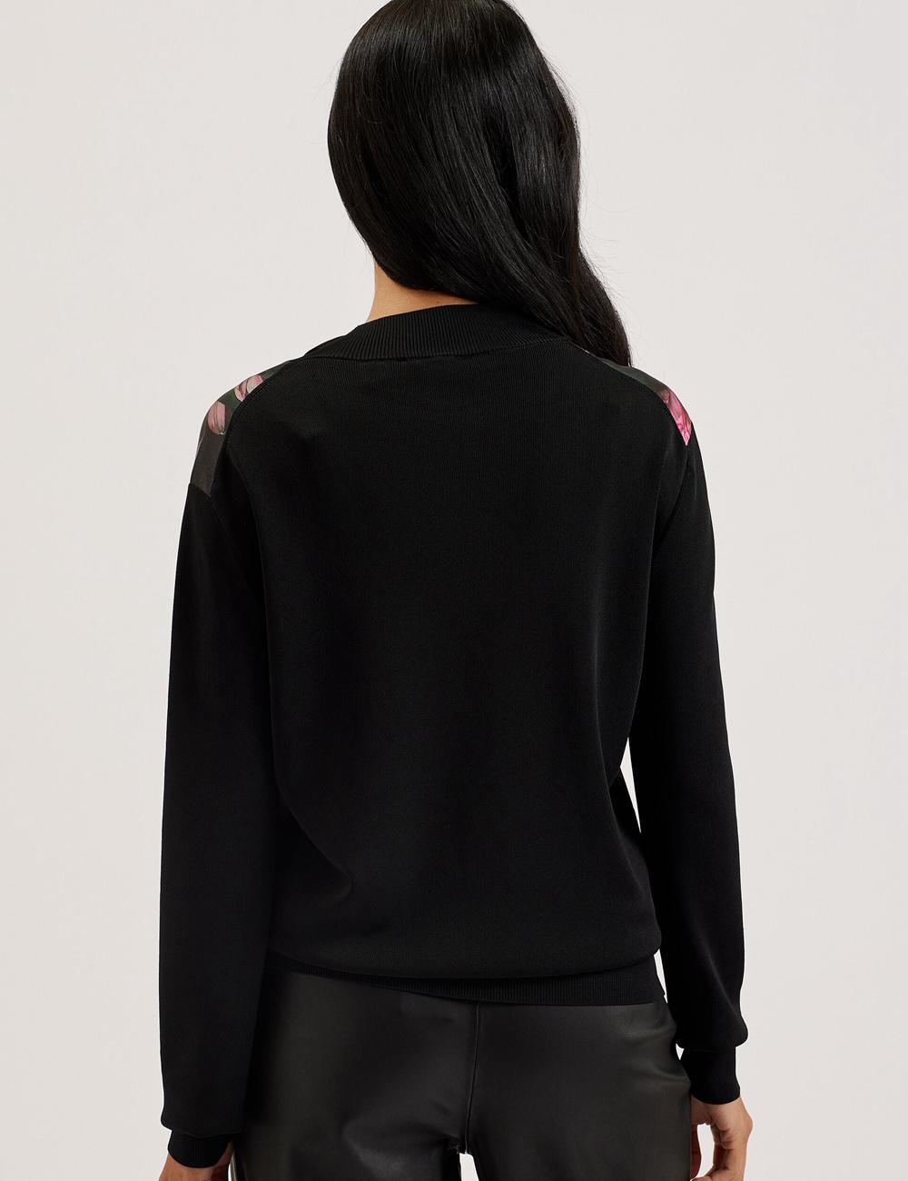 Ted Baker GEMHAA - Printed Panel Long Sleeve Women Cardigans Black | UAE  16375-QEND
