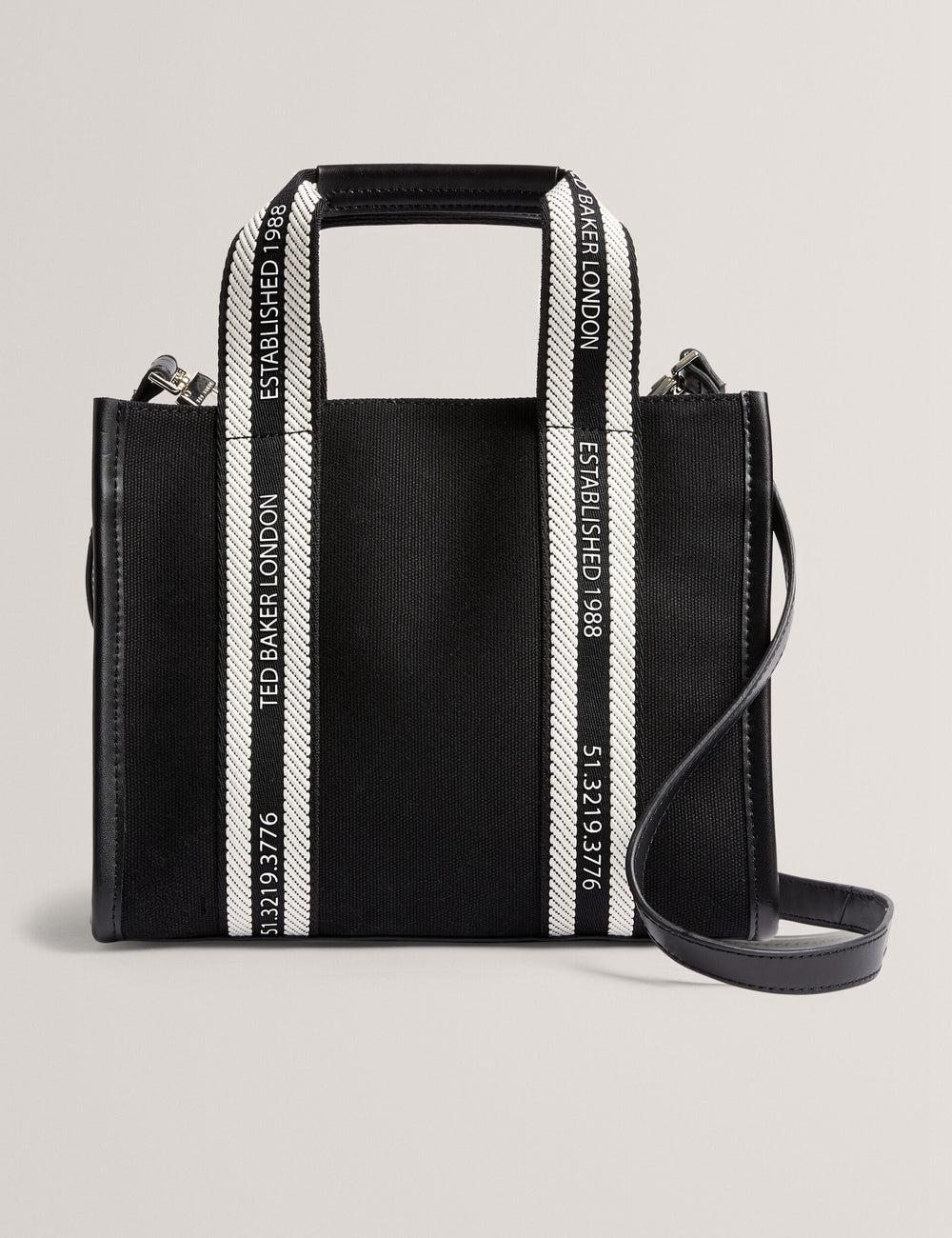 Ted Baker GEORJEA - Branded Webbing Canvas Small Women Tote Bags Black | UAE  94618-NFJO