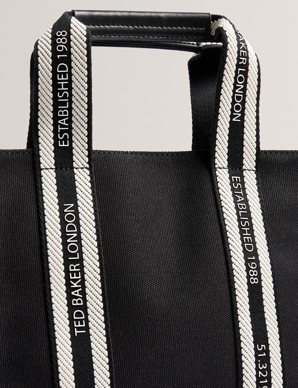 Ted Baker GEORJEA - Branded Webbing Canvas Small Women Tote Bags Black | UAE  94618-NFJO