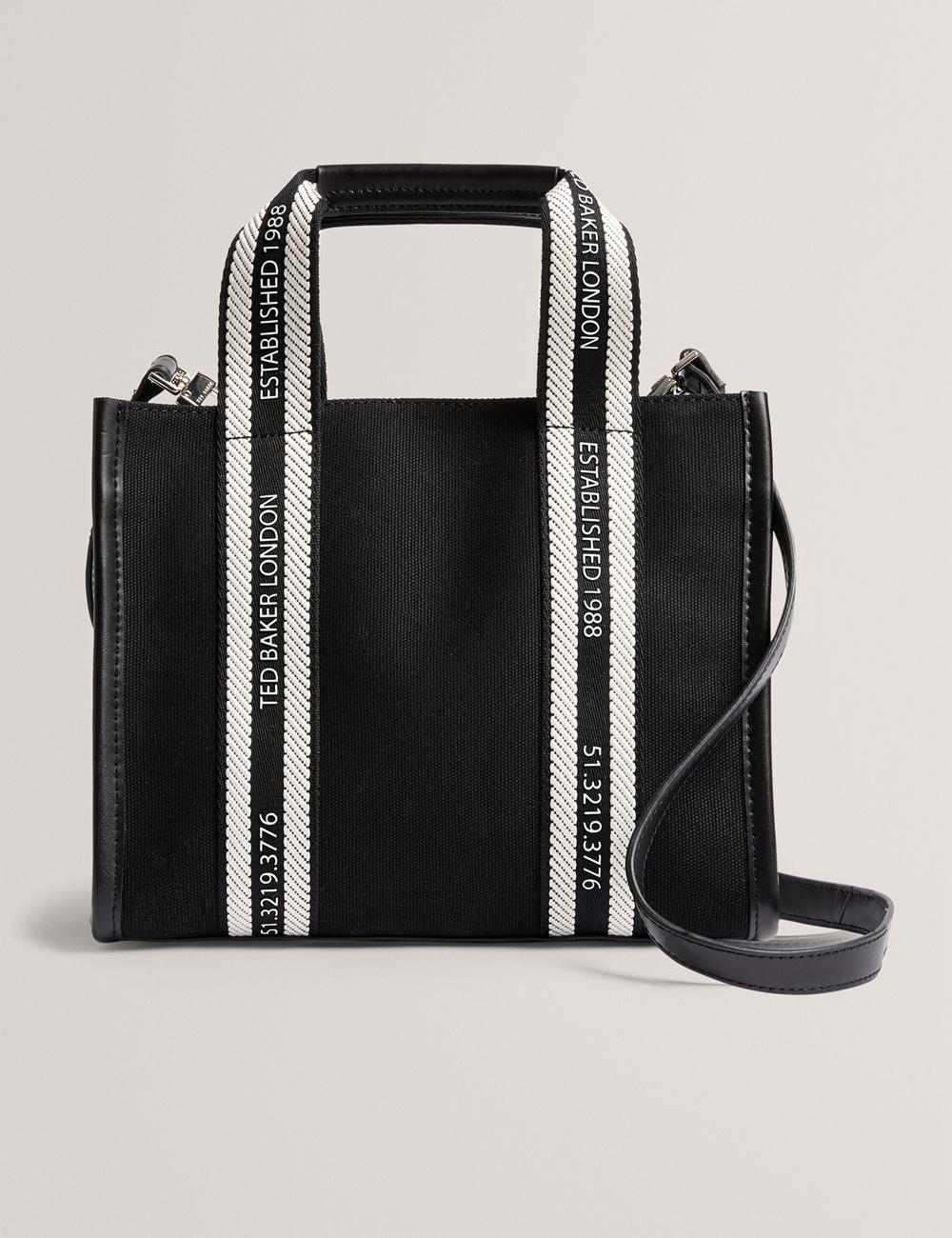 Ted Baker GEORJEA - Branded Webbing Canvas Small Women Tote Bags Black | UAE  94618-NFJO