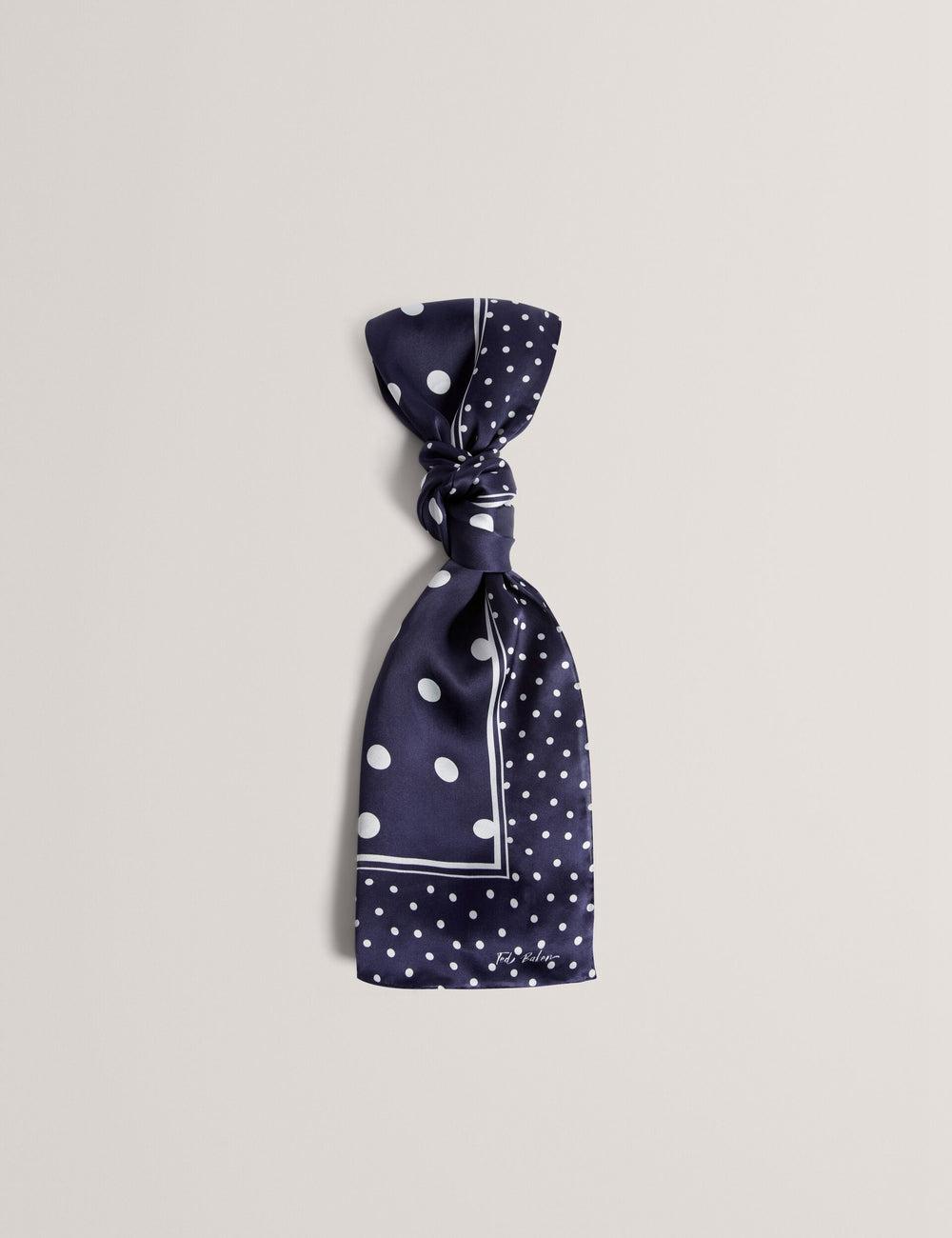 Ted Baker GILLS - Polka Dot Print Long Satin Silk Women Scarves Navy | UAE  76901-DQPF