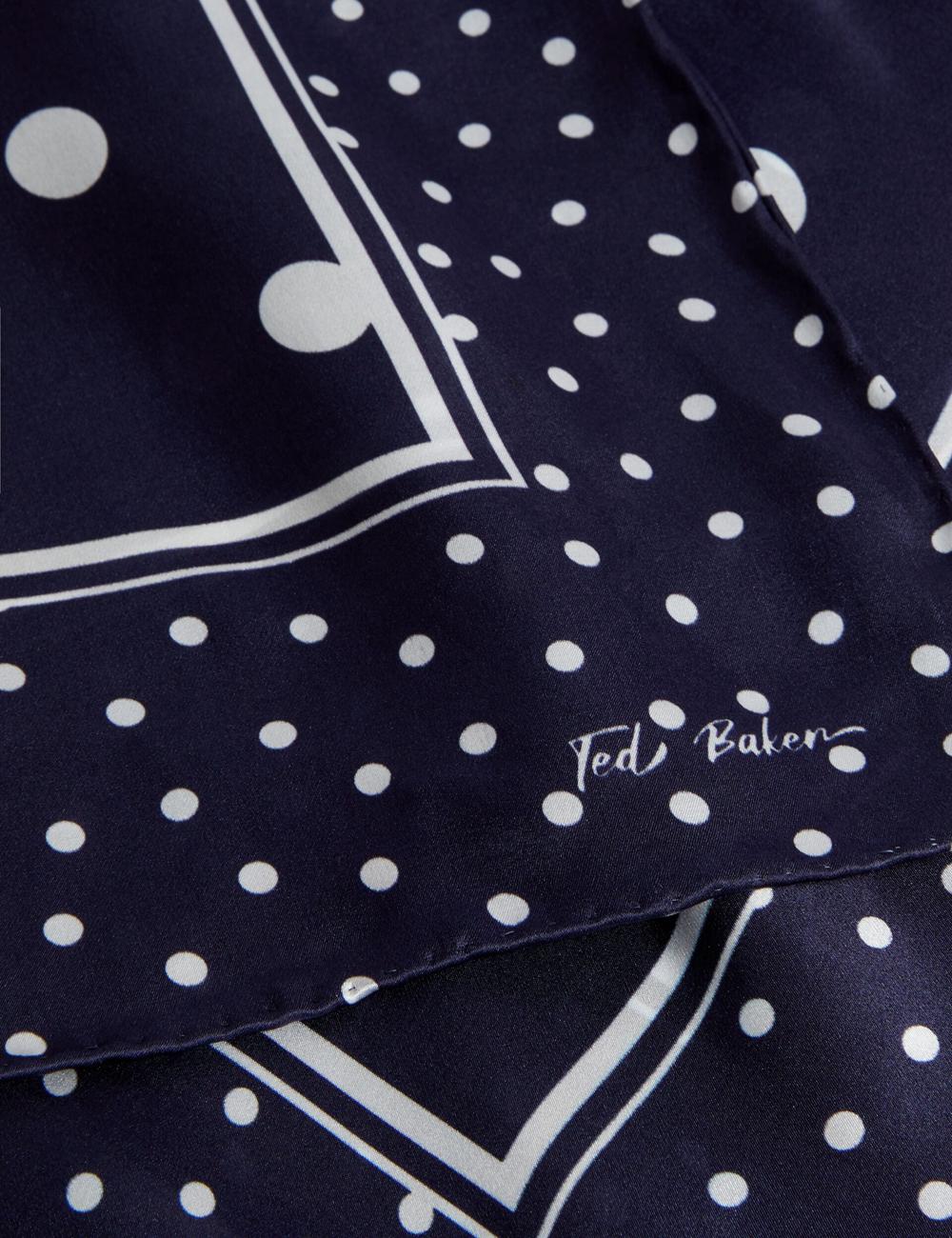 Ted Baker GILLS - Polka Dot Print Long Satin Silk Women Scarves Navy | UAE  76901-DQPF