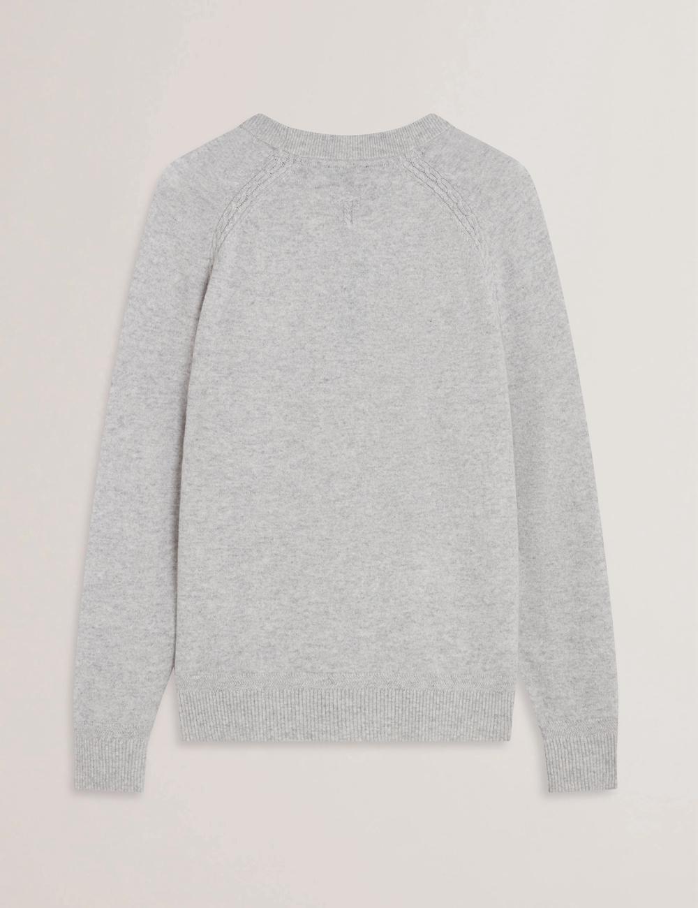 Ted Baker GLANT - Cashmere Cable Detail Crew Neck Men Jumpers Grey | UAE  43972-HOWN