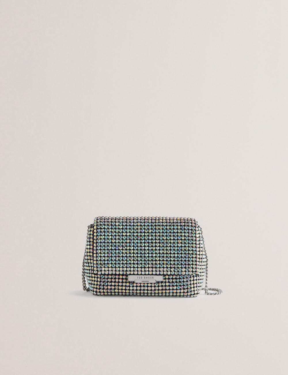 Ted Baker GLITERS - Crystal Embellished Mini Women Crossbody Bags Silver | UAE  20746-ROYM
