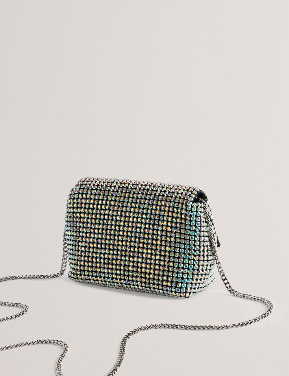 Ted Baker GLITERS - Crystal Embellished Mini Women Crossbody Bags Silver | UAE  20746-ROYM