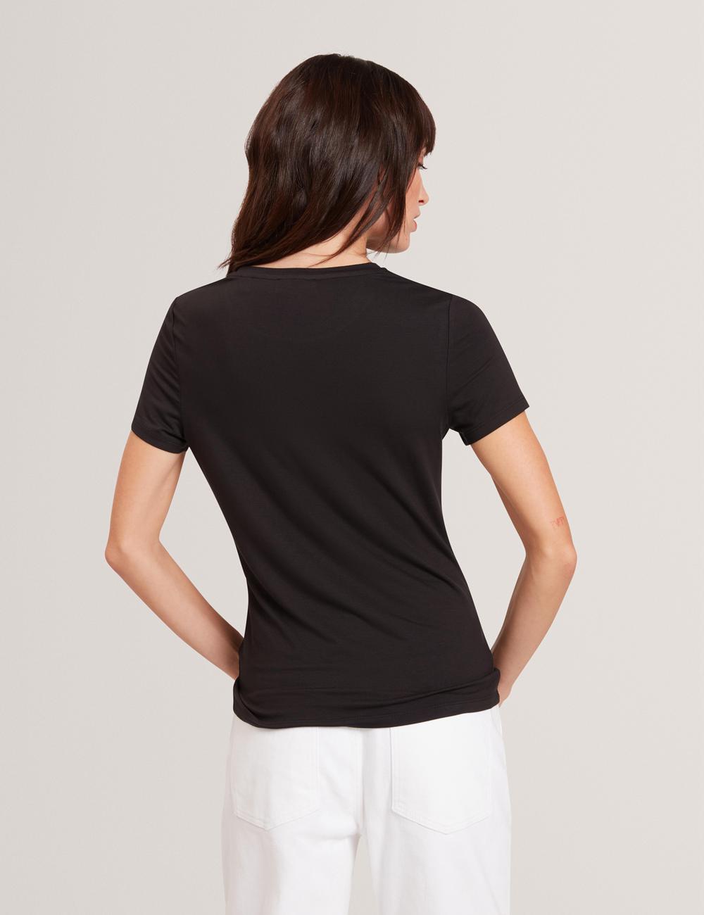 Ted Baker GORGAA - Floral Graphic Fitted Short Sleeve Women T-Shirts Black | UAE  15982-QWAP