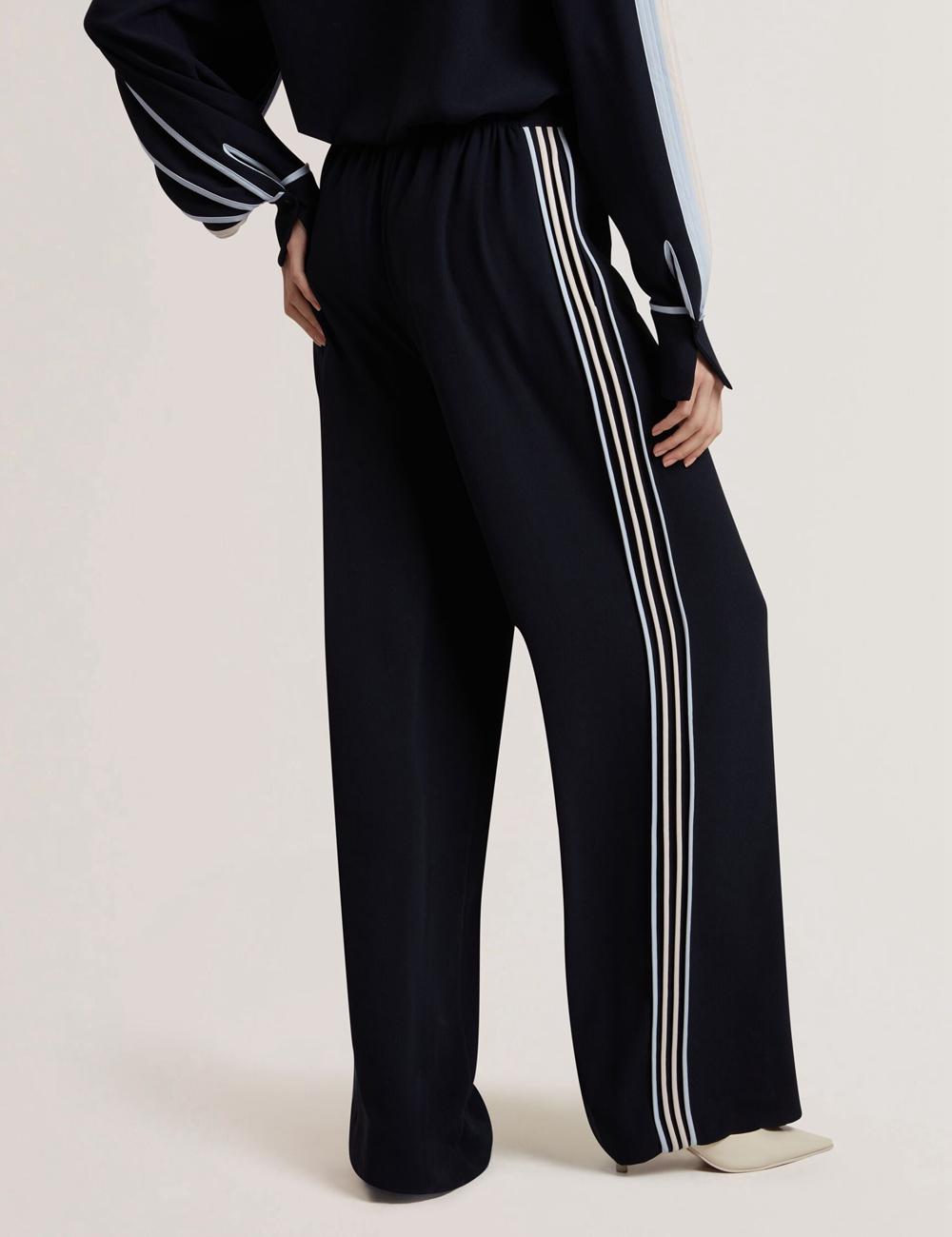 Ted Baker GORJJA - Piping Detail Wide Leg Crepe Women Trousers Navy | UAE  52738-LKXC