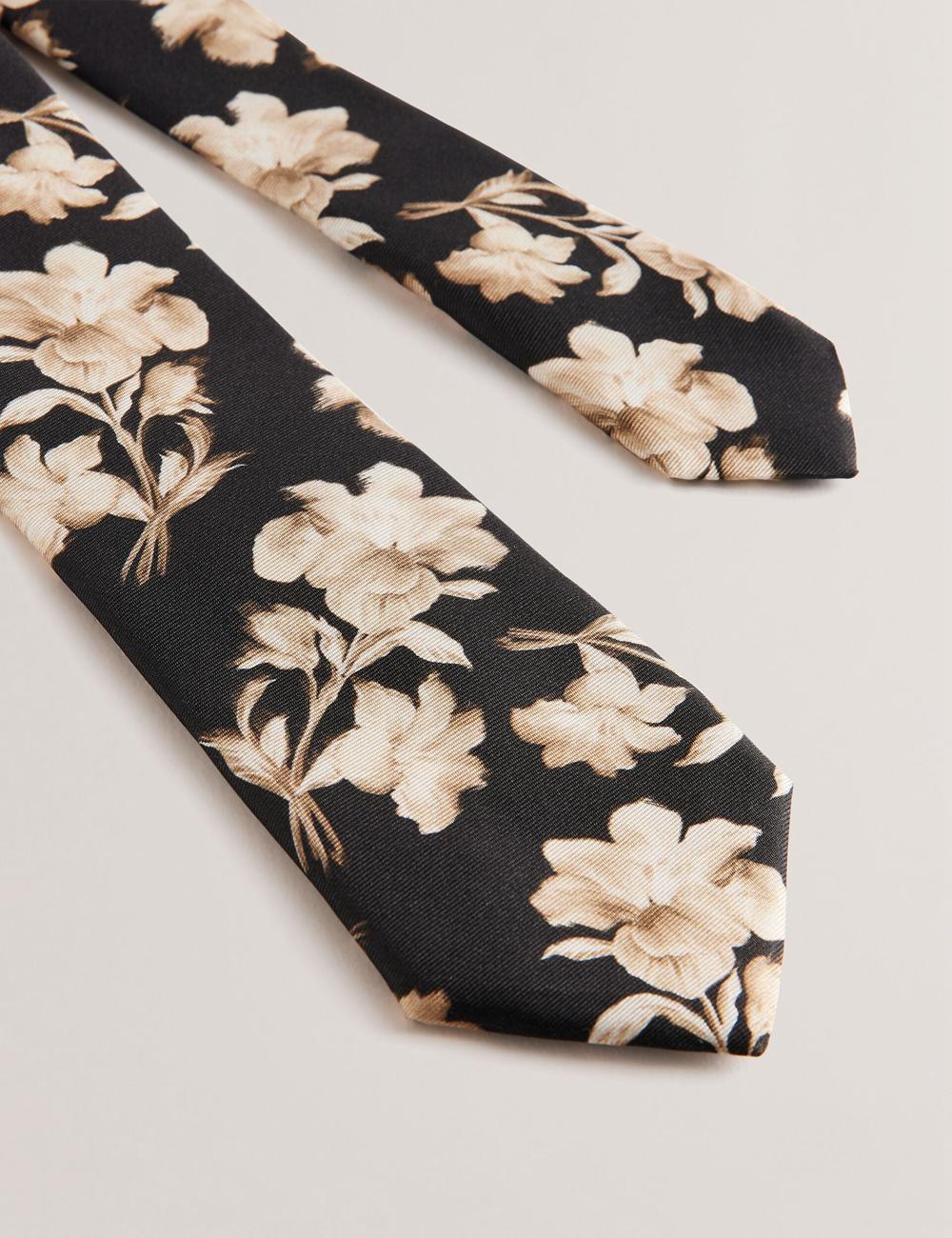 Ted Baker GOULDE - Two Tone Floral Print Silk Men Ties Black | UAE  82937-COLR