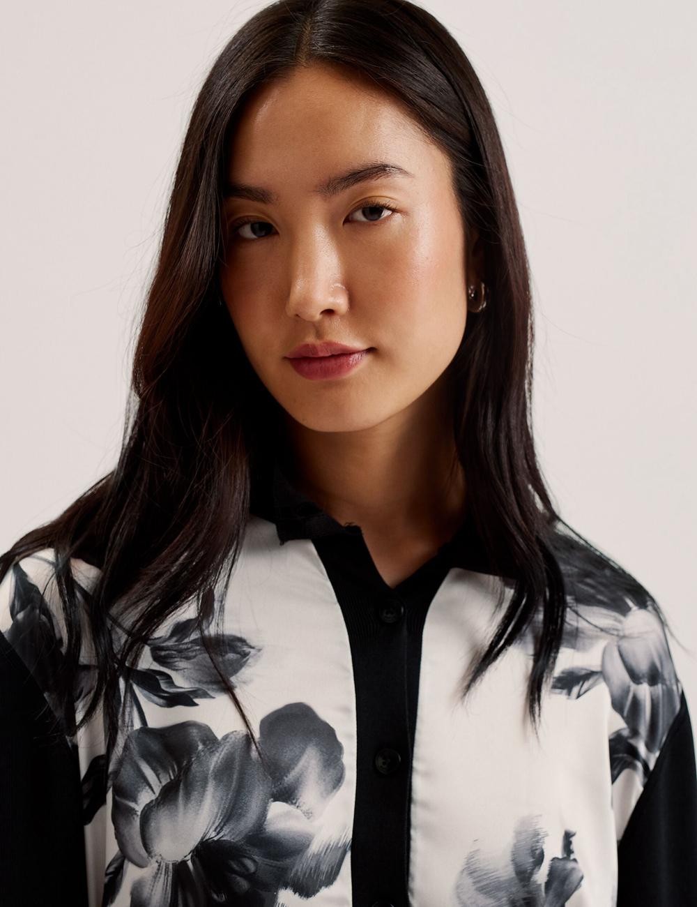 Ted Baker GWEENN - Monochrome Print Woven Front Women Cardigans Black | UAE  51746-QCHS
