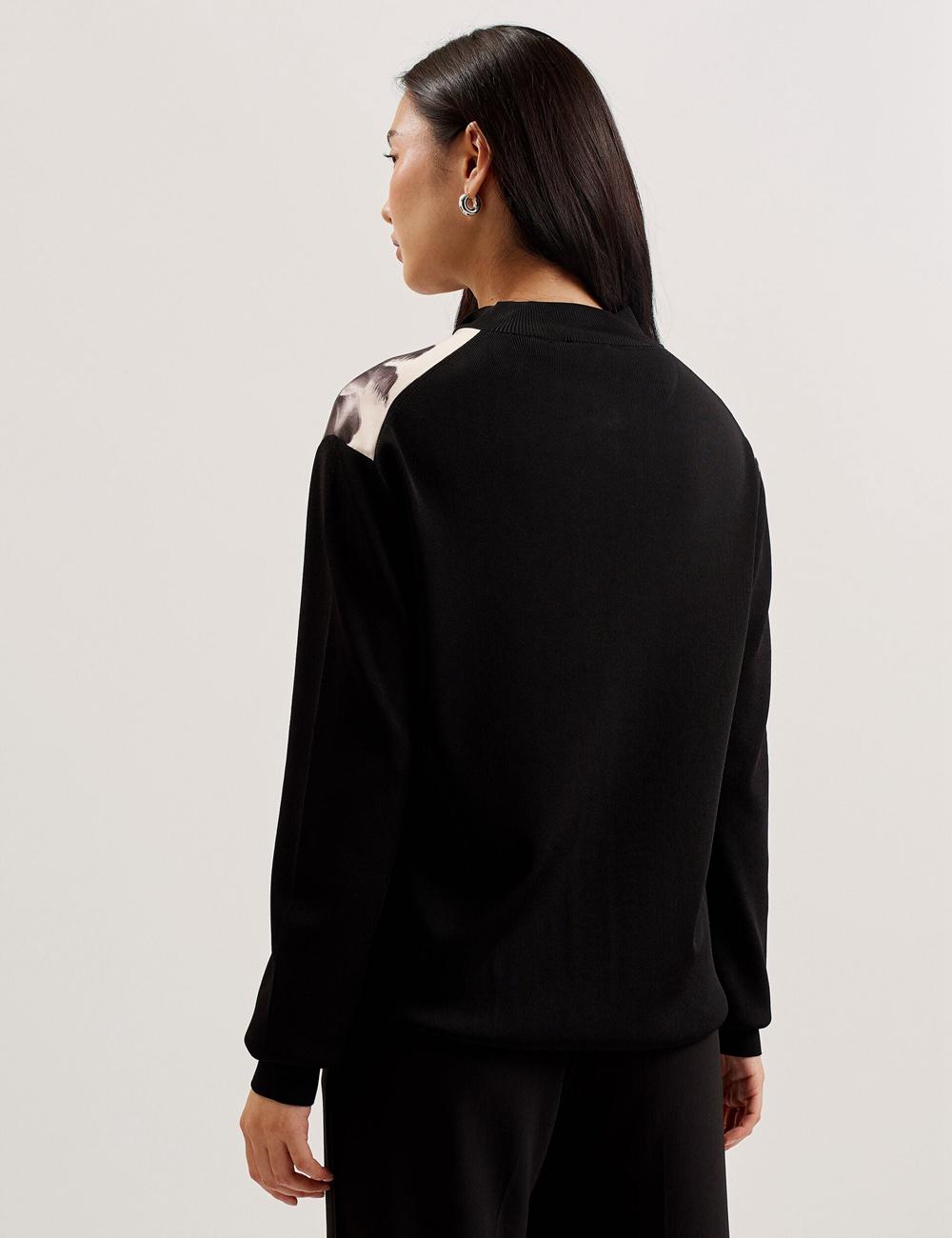 Ted Baker GWEENN - Monochrome Print Woven Front Women Cardigans Black | UAE  51746-QCHS