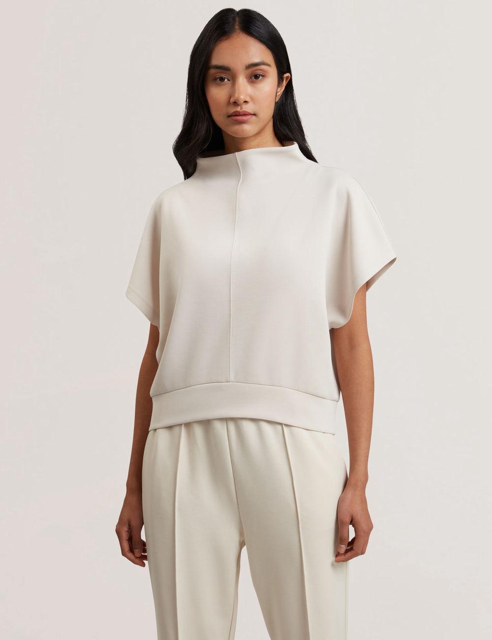 Ted Baker HALIYY - Funnel Neck Boxy Short Sleeve Women Sweatshirts Ivory | UAE  93824-OPBU