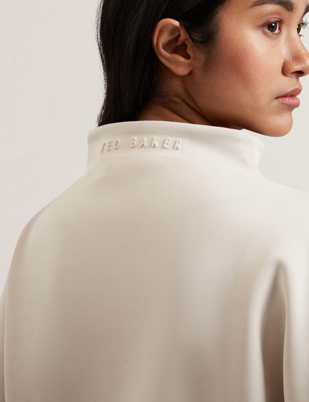 Ted Baker HALIYY - Funnel Neck Boxy Short Sleeve Women Sweatshirts Ivory | UAE  93824-OPBU