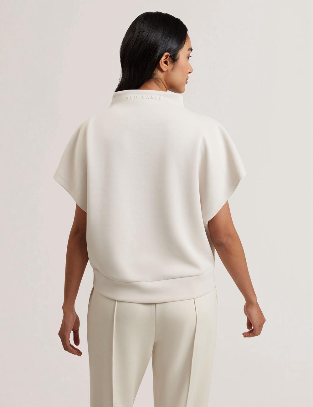 Ted Baker HALIYY - Funnel Neck Boxy Short Sleeve Women Sweatshirts Ivory | UAE  93824-OPBU