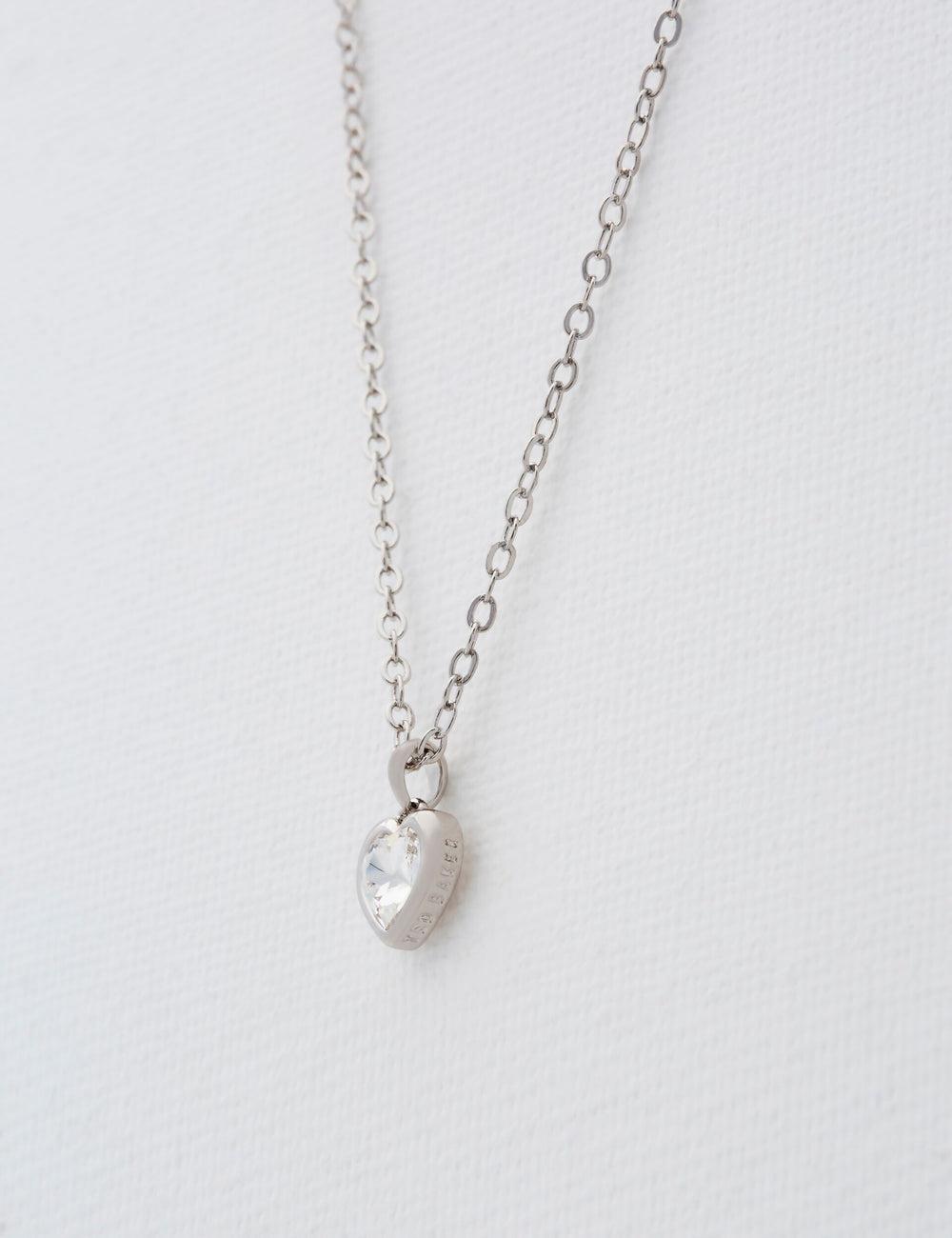 Ted Baker HANNELA - Solitaire Crystal Heart Pendant Women Necklaces Silver | UAE  45168-QGEO