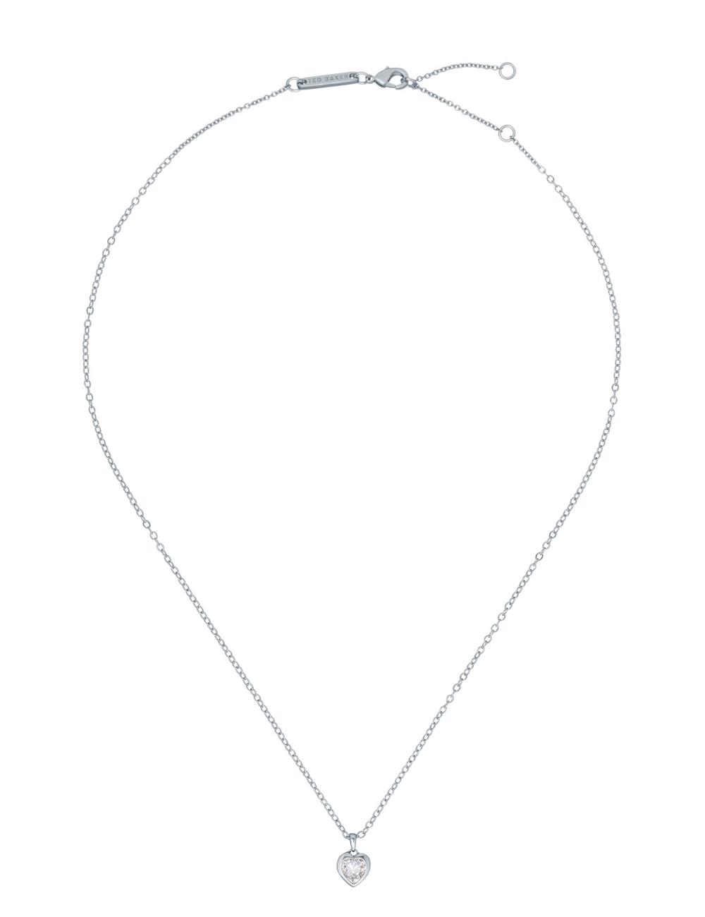Ted Baker HANNELA - Solitaire Crystal Heart Pendant Women Necklaces Silver | UAE  45168-QGEO