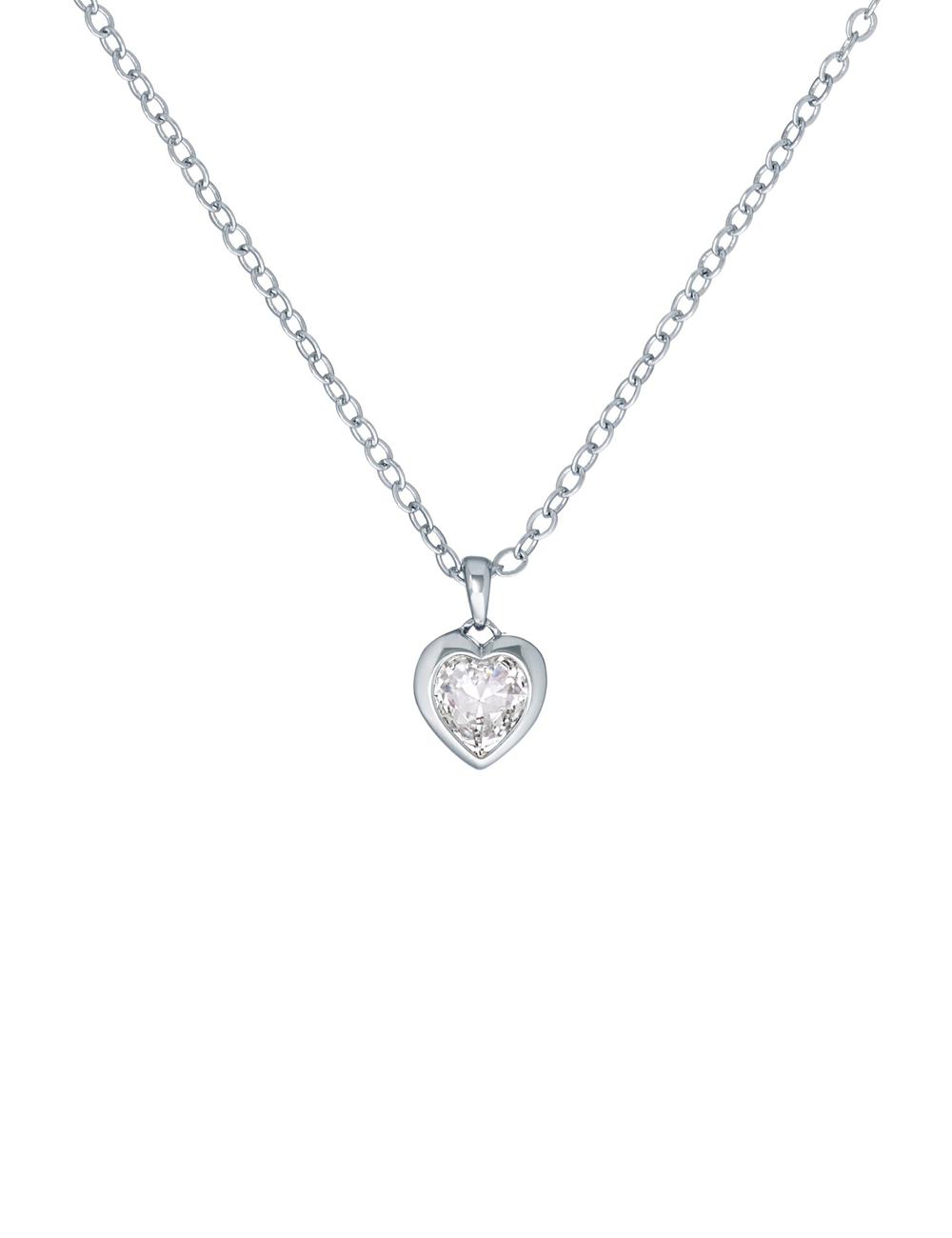 Ted Baker HANNELA - Solitaire Crystal Heart Pendant Women Necklaces Silver | UAE  45168-QGEO
