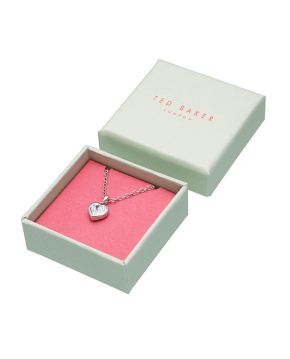 Ted Baker HANNELA - Solitaire Crystal Heart Pendant Women Necklaces Silver | UAE  45168-QGEO
