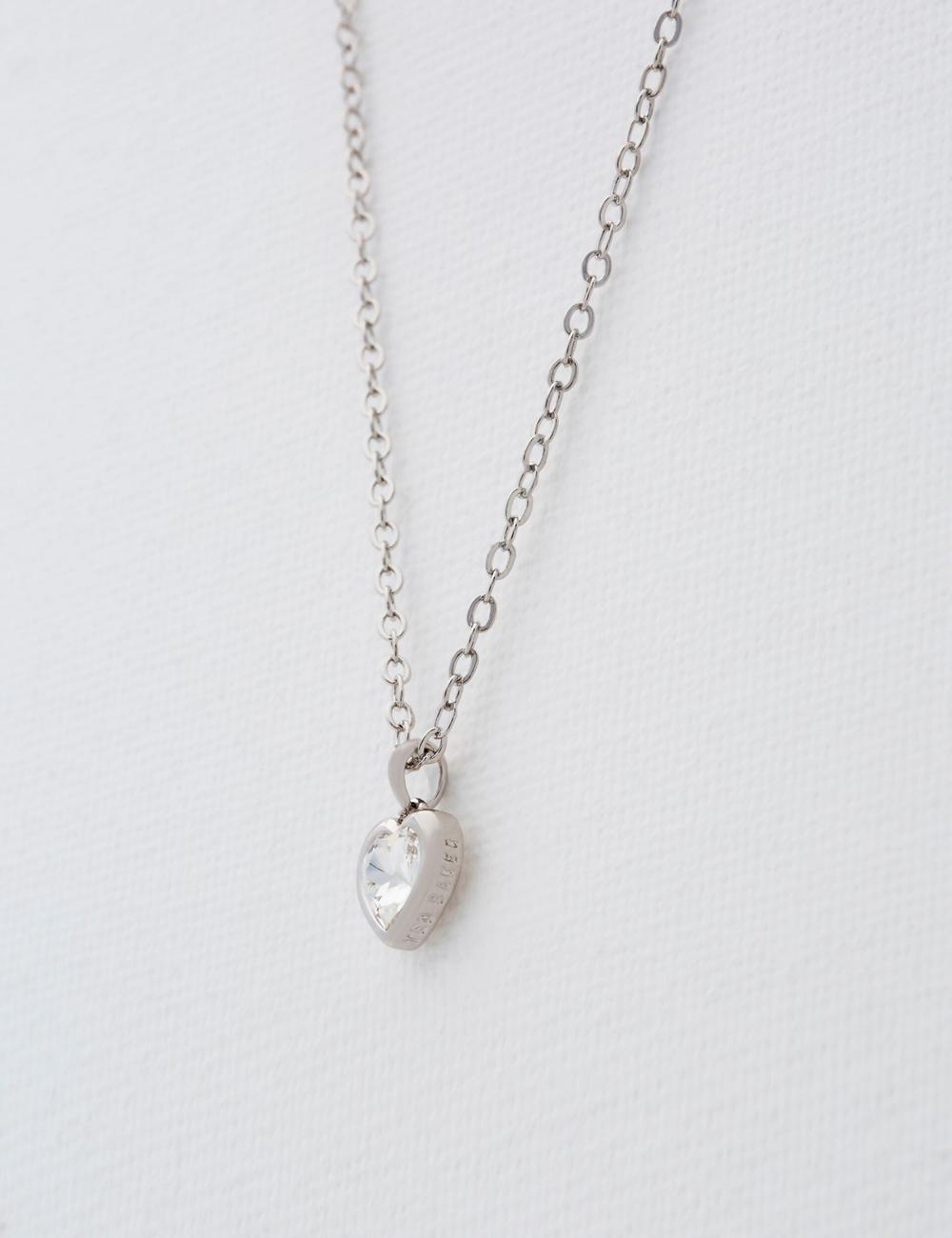 Ted Baker HANNELA - Solitaire Crystal Heart Pendant Women Necklaces Silver | UAE  45168-QGEO