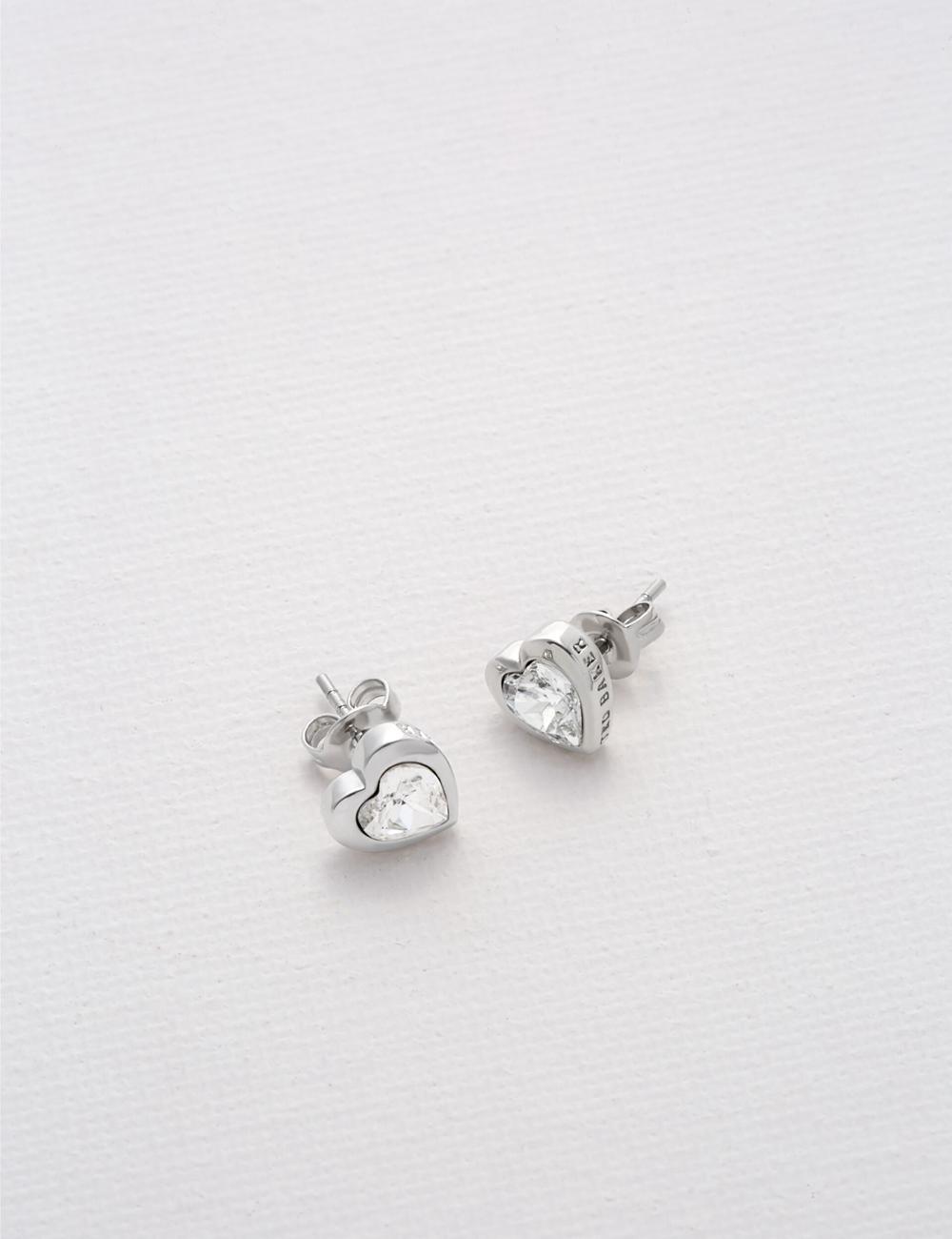 Ted Baker HAN - Solitaire Crystal Heart Stud Women Earrings Silver | UAE  65980-PVBX