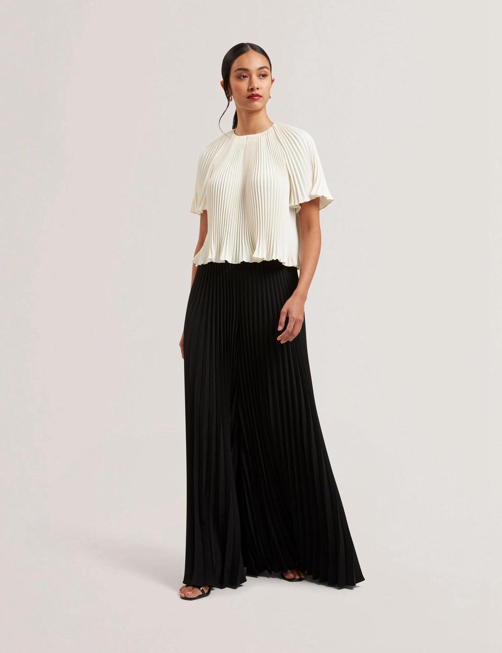 Ted Baker HARYX - Pleated Wide Leg Palazzo Women Trousers Black | UAE  89063-BMGE
