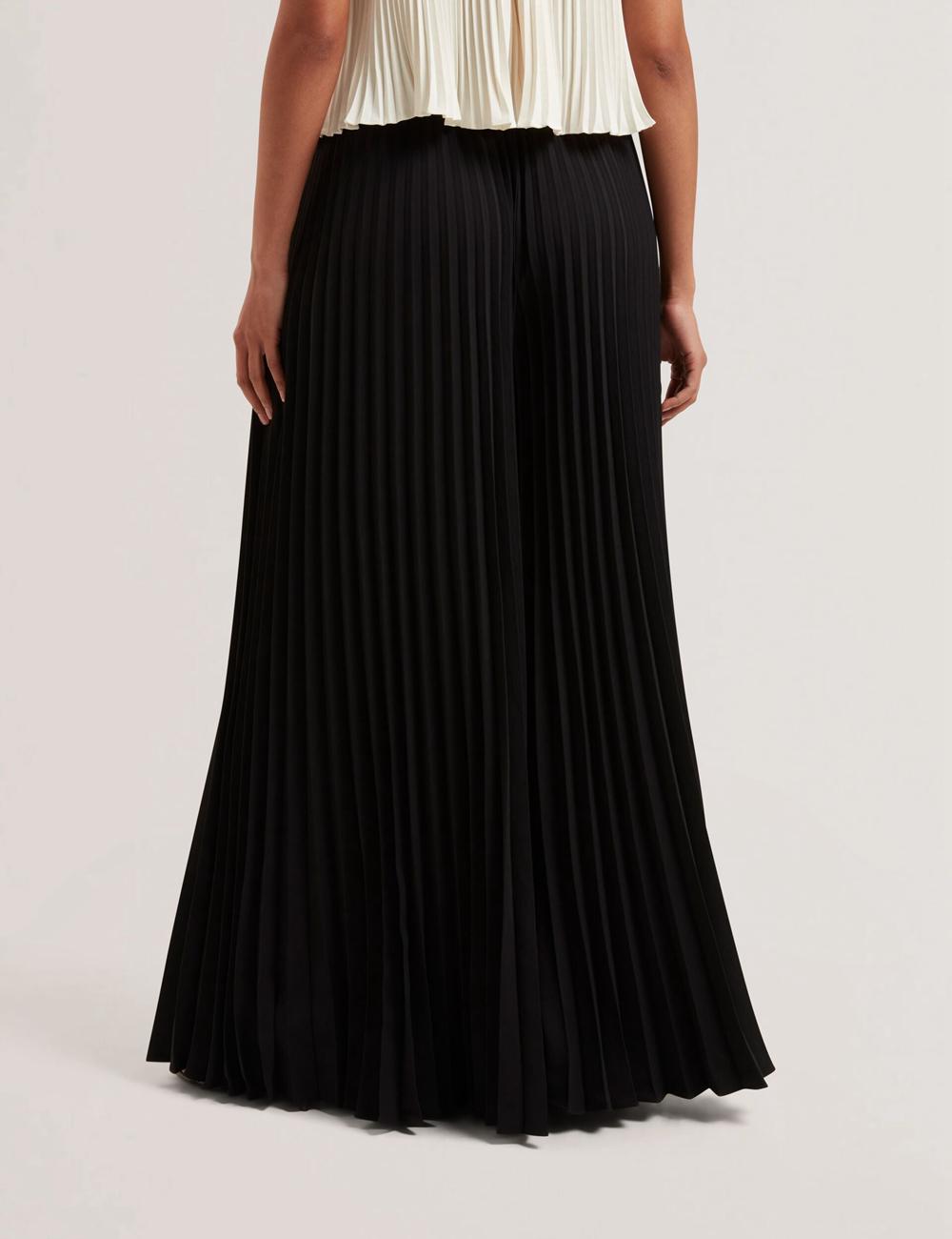 Ted Baker HARYX - Pleated Wide Leg Palazzo Women Trousers Black | UAE  89063-BMGE