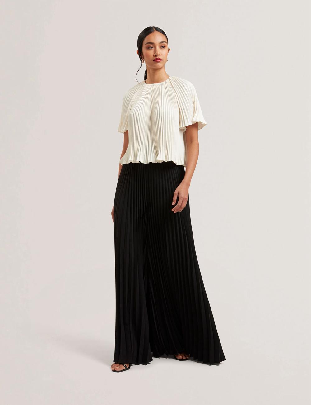 Ted Baker HARYX - Pleated Wide Leg Palazzo Women Trousers Black | UAE  89063-BMGE