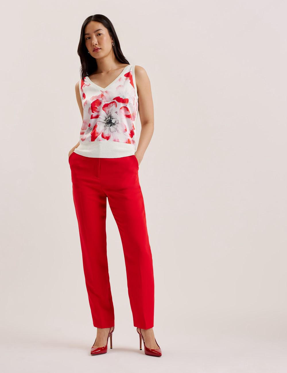 Ted Baker HEIDIII - Printed Panel V-Neck Knitted Vest Women Tank Tops Ivory | UAE  21047-YQSR