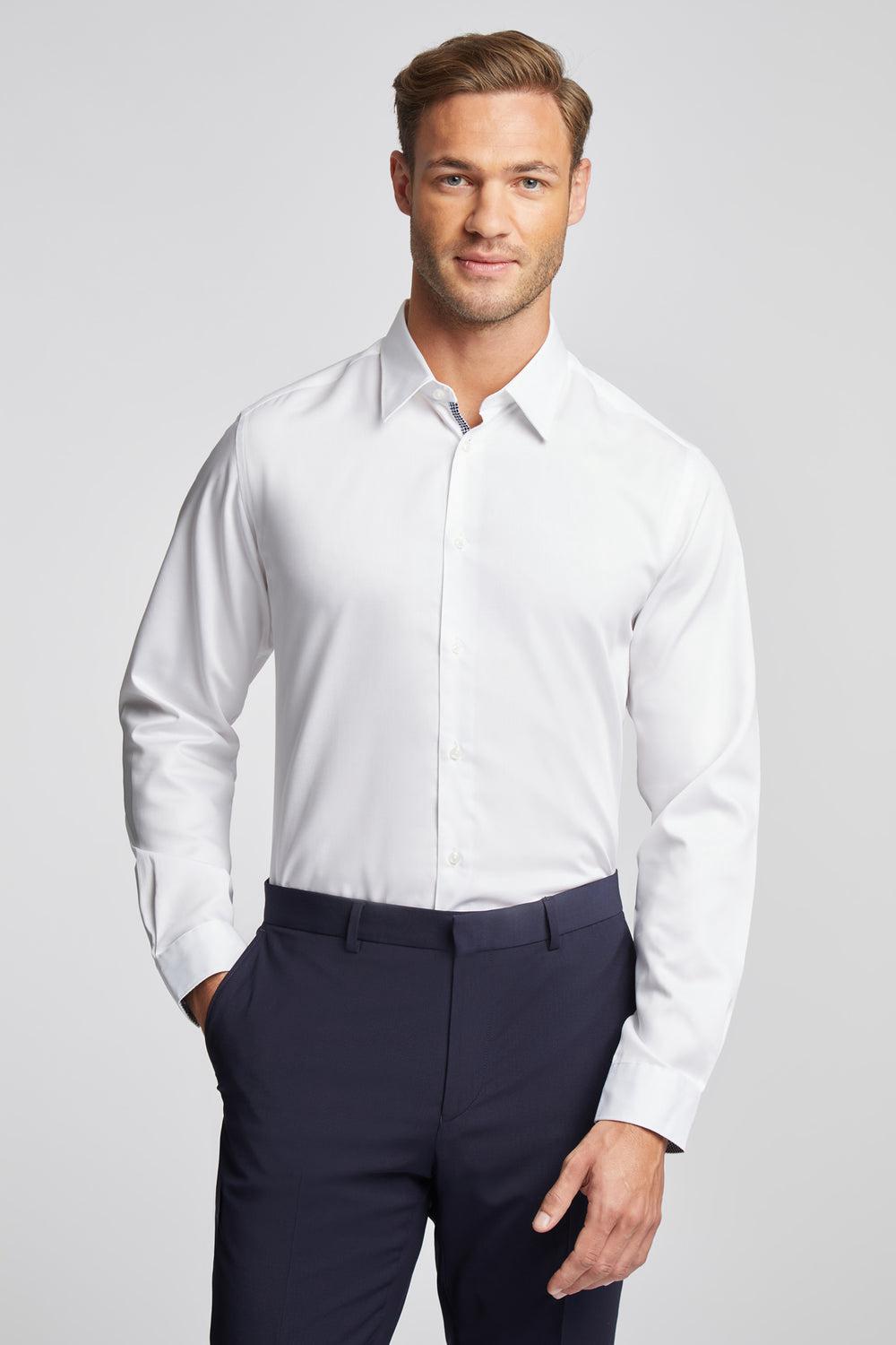 Ted Baker HOLMES - Slim Fit Plain Cotton Men Formal Shirts White | UAE  36271-LMYA