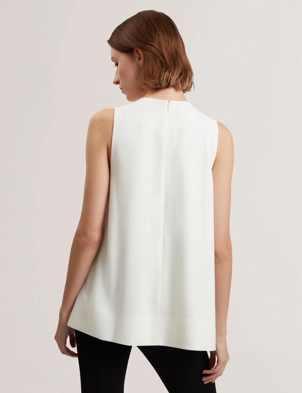Ted Baker ICANA - Draped Front Asymmetric Sleeveless Women Tops Ivory | UAE  06735-ONYZ