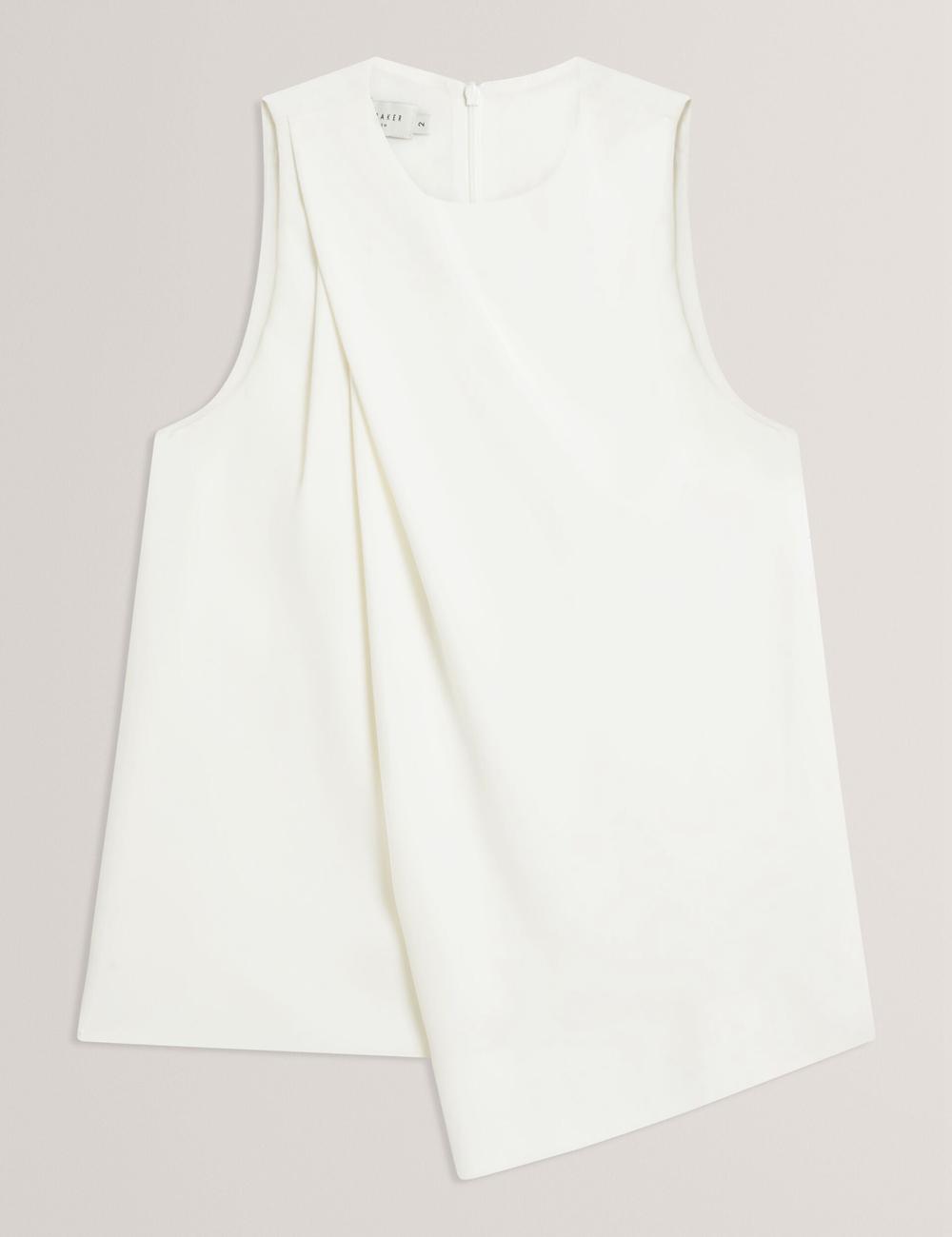 Ted Baker ICANA - Draped Front Asymmetric Sleeveless Women Tops Ivory | UAE  06735-ONYZ