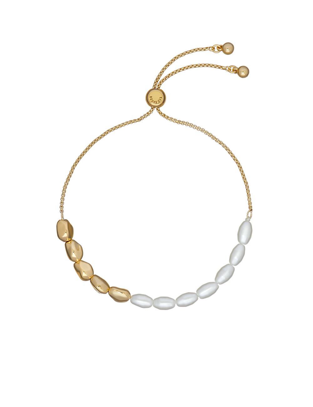 Ted Baker INELA - Island Pearl Bead Adjustable Women Bracelets Gold | UAE  40623-GPFY
