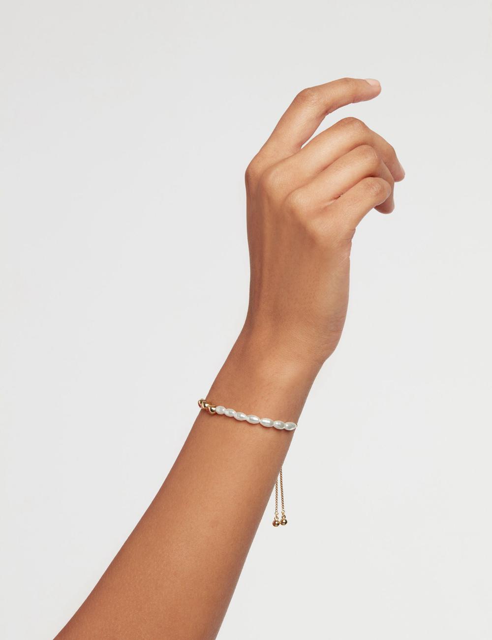 Ted Baker INELA - Island Pearl Bead Adjustable Women Bracelets Gold | UAE  40623-GPFY