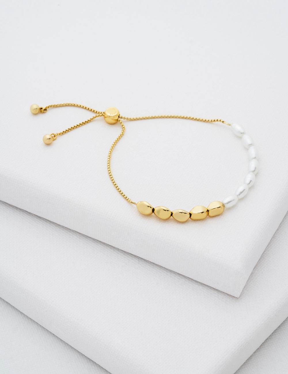 Ted Baker INELA - Island Pearl Bead Adjustable Women Bracelets Gold | UAE  40623-GPFY