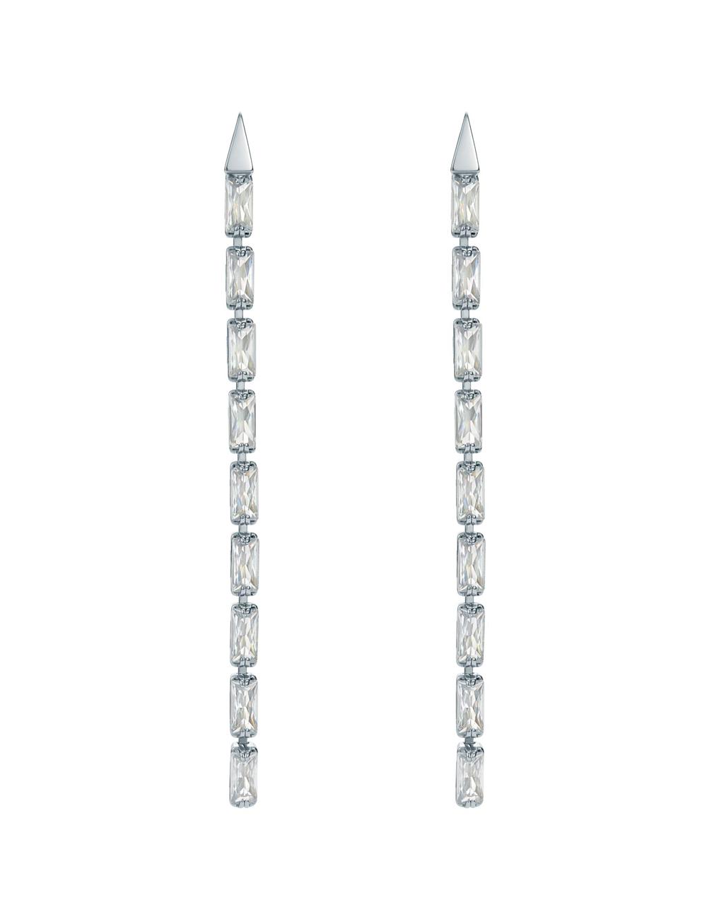 Ted Baker ISALIE - Baguette Crystal Long Drop Women Earrings Silver | UAE  28475-ZPWI