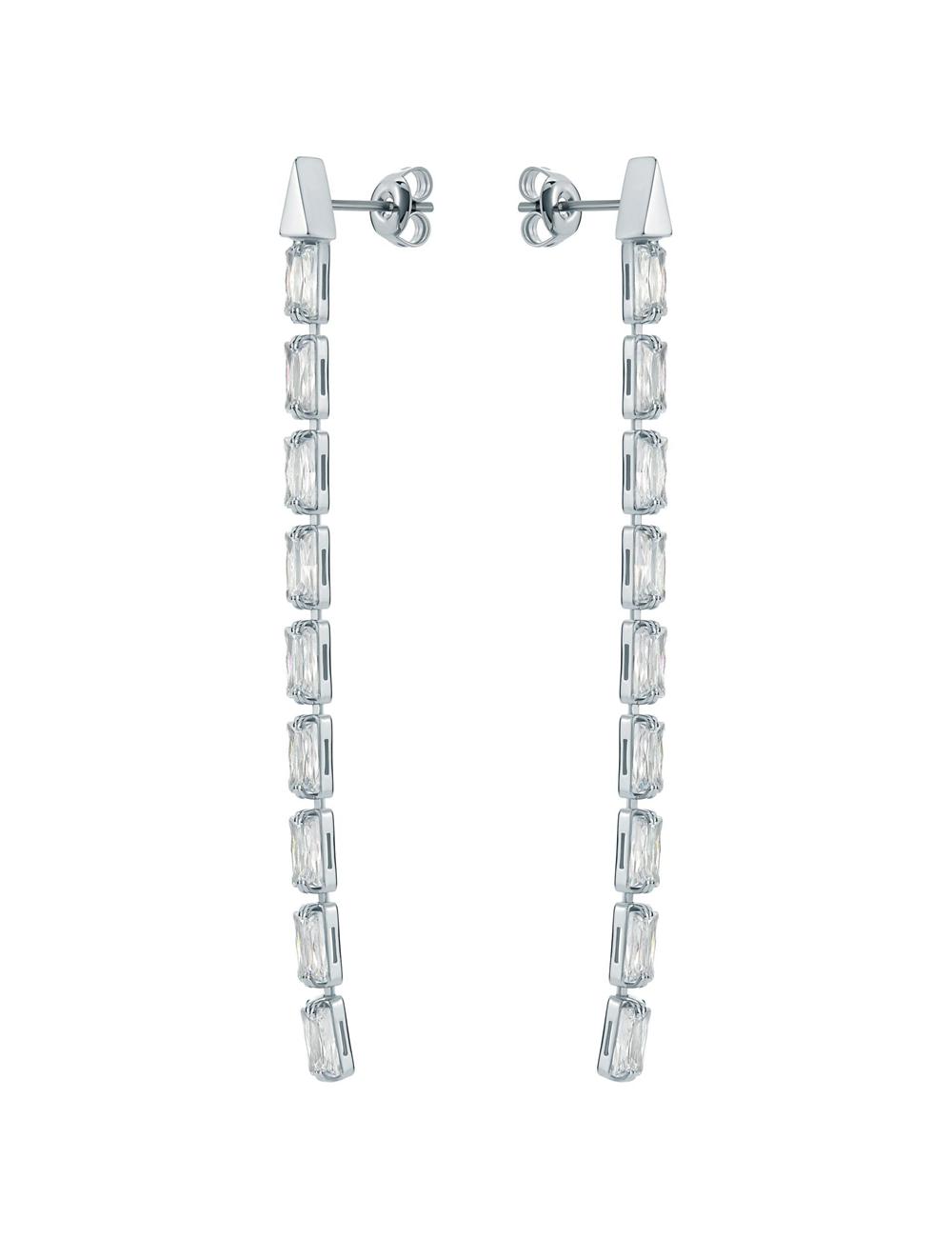Ted Baker ISALIE - Baguette Crystal Long Drop Women Earrings Silver | UAE  28475-ZPWI